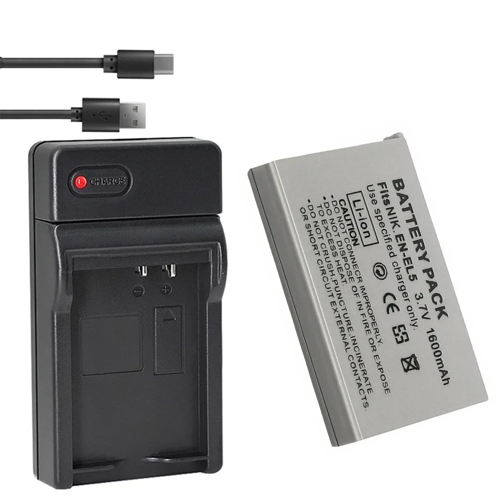 ENEL5 EN-EL5 EL5 Battery + Charger 1600mAh for Nikon Coolpix P530 P520 P510 P100 P500 P5000 P5100 P6000 3700 4200 Batteria