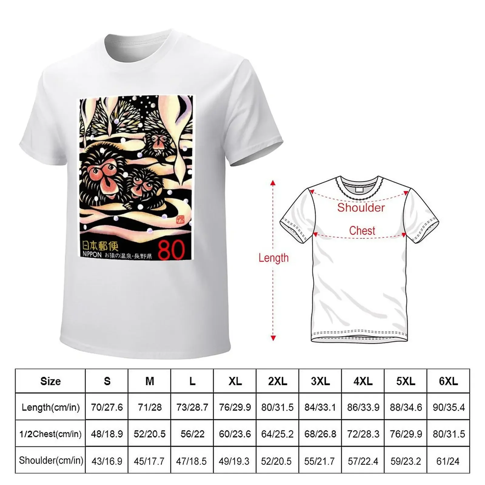 1989 Japan Snow Monkeys Postage Stamp T-Shirt new edition anime Aesthetic clothing anime stuff men clothings