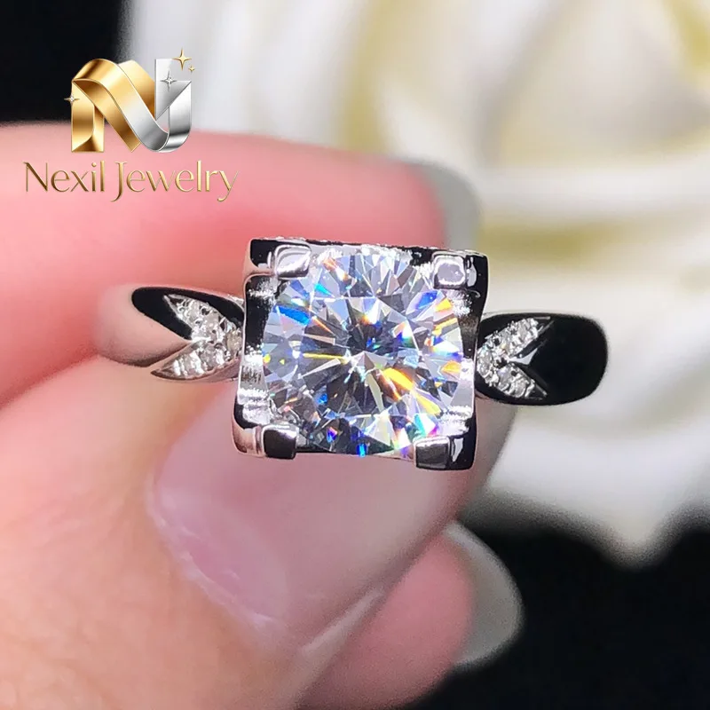 Nexil Jewelry   Nexil Jewelry  1ct Moissanite Bull Head & Tail Ring in PT950 Platinum, Central Stone Highlighted, 3D Design, Wom