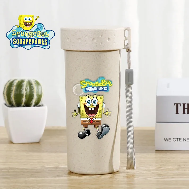 

Портативная бутылка для воды с Губкой Бобом, 350 мл, для мальчиков и девочек, герметичная пластиковая бутылка для питья, детская чашка для молока и сока, мультяшные стаканы для воды