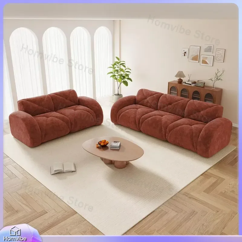 2 Pieces Velvet Boneless Sofa Set Loveseat and 3 Seater Couch Modern Sectional Sofa High Density Foam Comfortable Living Room