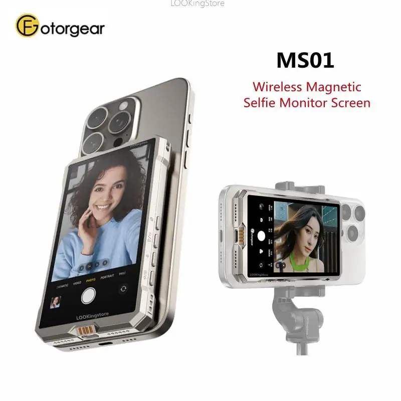 Fotorgear MS01 Magnetic Phone Selfie Monitor Screen for Smartphone Rear Camera Selfie Vlog Live Stream for iPhone Android