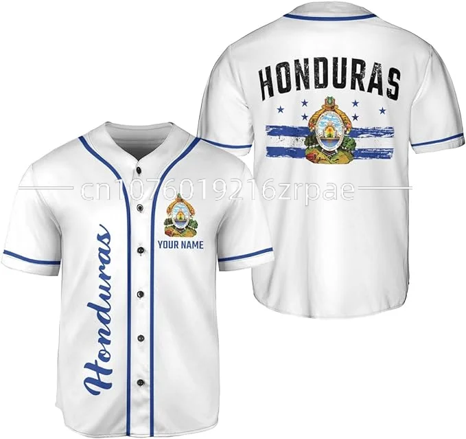 2024 New Honduras  Custom Your Name Baseball Jersey Shirt Baseball Shirt 3D Printed Men\'s Shirt Casual Shirts hip hop Tops