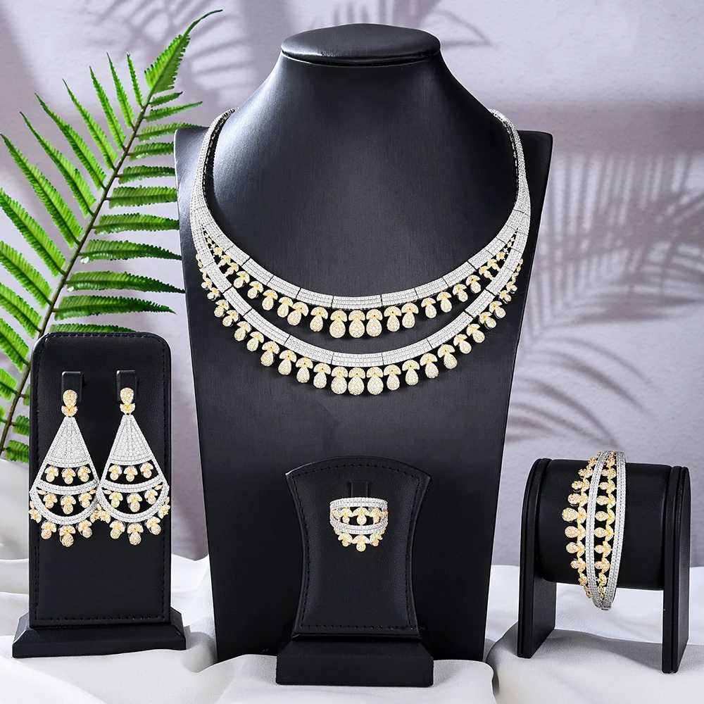 GODKI Famous Brand Luxury African/Indian Jewelry Sets For Women Wedding Party Zircon Crystal Dubai Bridal Jewelry Set Gift