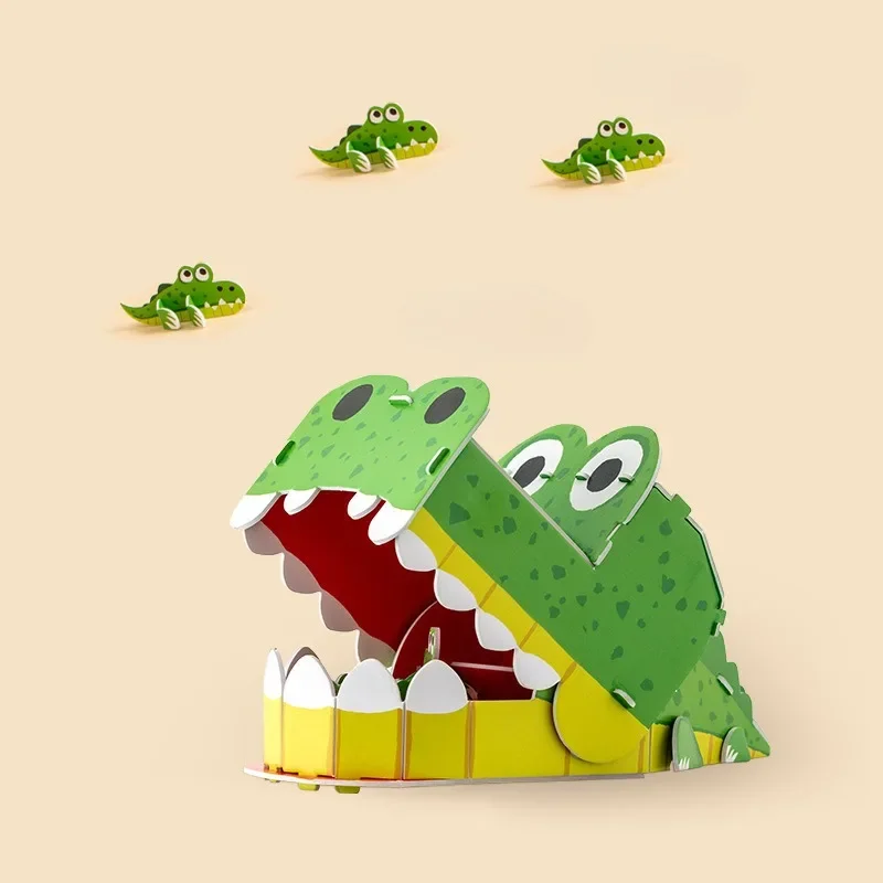 Arts Crafts DIY Toys 3D Animal Crocodile Paper Assembled Toy Juguetes Exclusive Design  Education Toys Brithday Gift for Friend