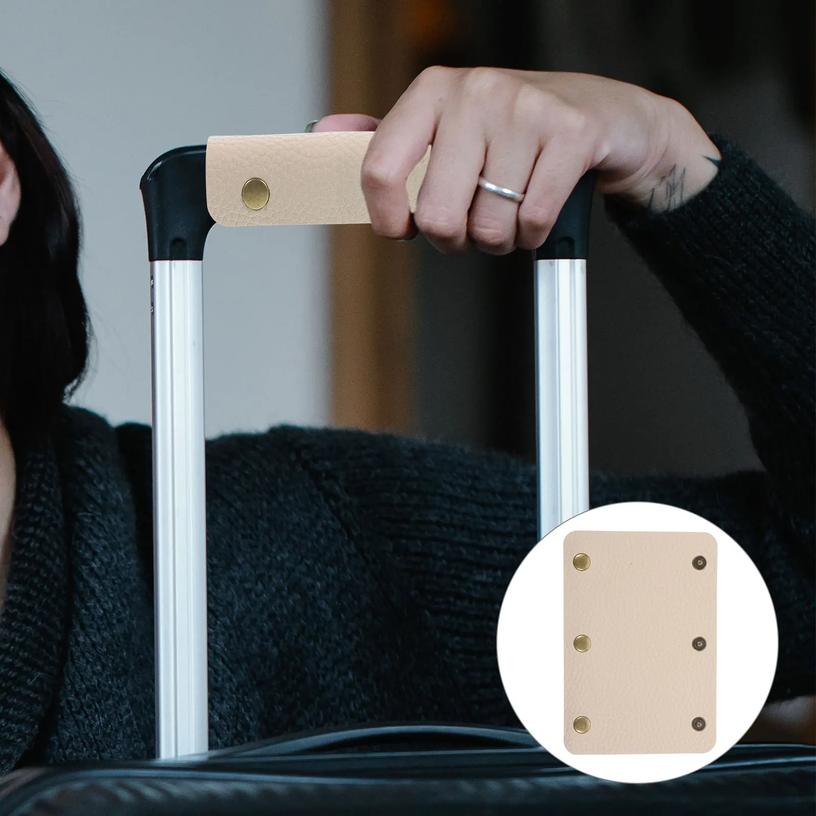 

1pc Pu Luggage Handle Wrap Bag Handbag Protector Anti-Slip Grip Cover For Travel Tote Grocery Bags Easy Install Elegant