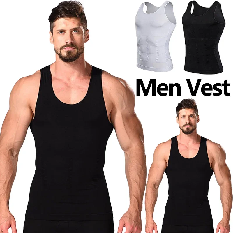 

Soxnos Men Slimming Body Shaper Waist Trainer Vest Tummy Control Posture Shirt Back Correction Abdomen Corset Tank Top Shapewear