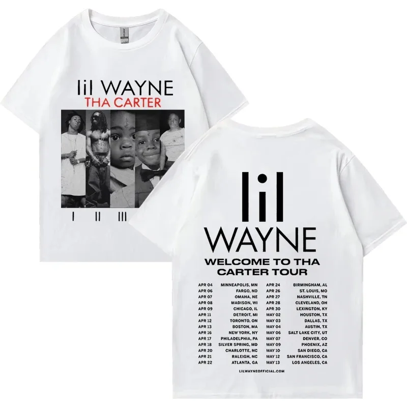 Rapper Lil Wayne Album Printed Men Women T Shirts Hip Hop Oversized Print Short Sleeve T-shirt Casual Unisex Pure Cotton Tops