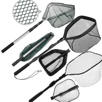 Red de pesca telescópica de 55cm-190cm para mosca de salmón, carpa, bagre, trucha, aterrizaje flotante, fácil captura y lanzamiento, plegable