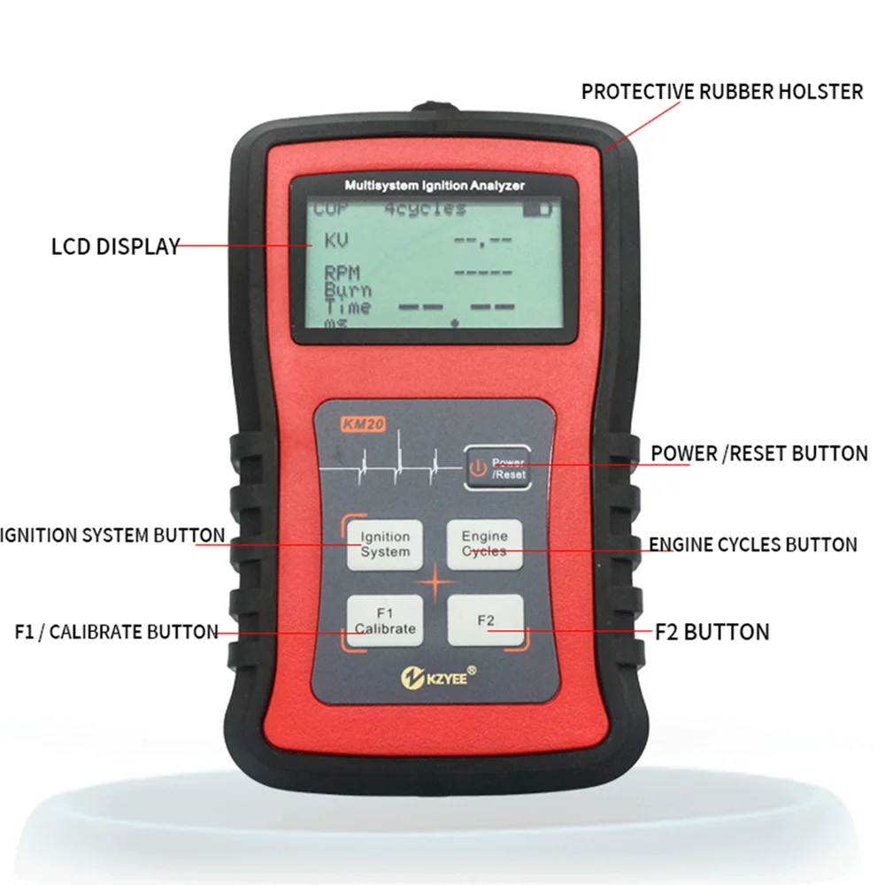 

KZYEE KM20 Multi-system Ignition Analyzer Tester Measure Spark Volt Spark Burn TimeSpark Plug Tester High Voltage Coil Detection