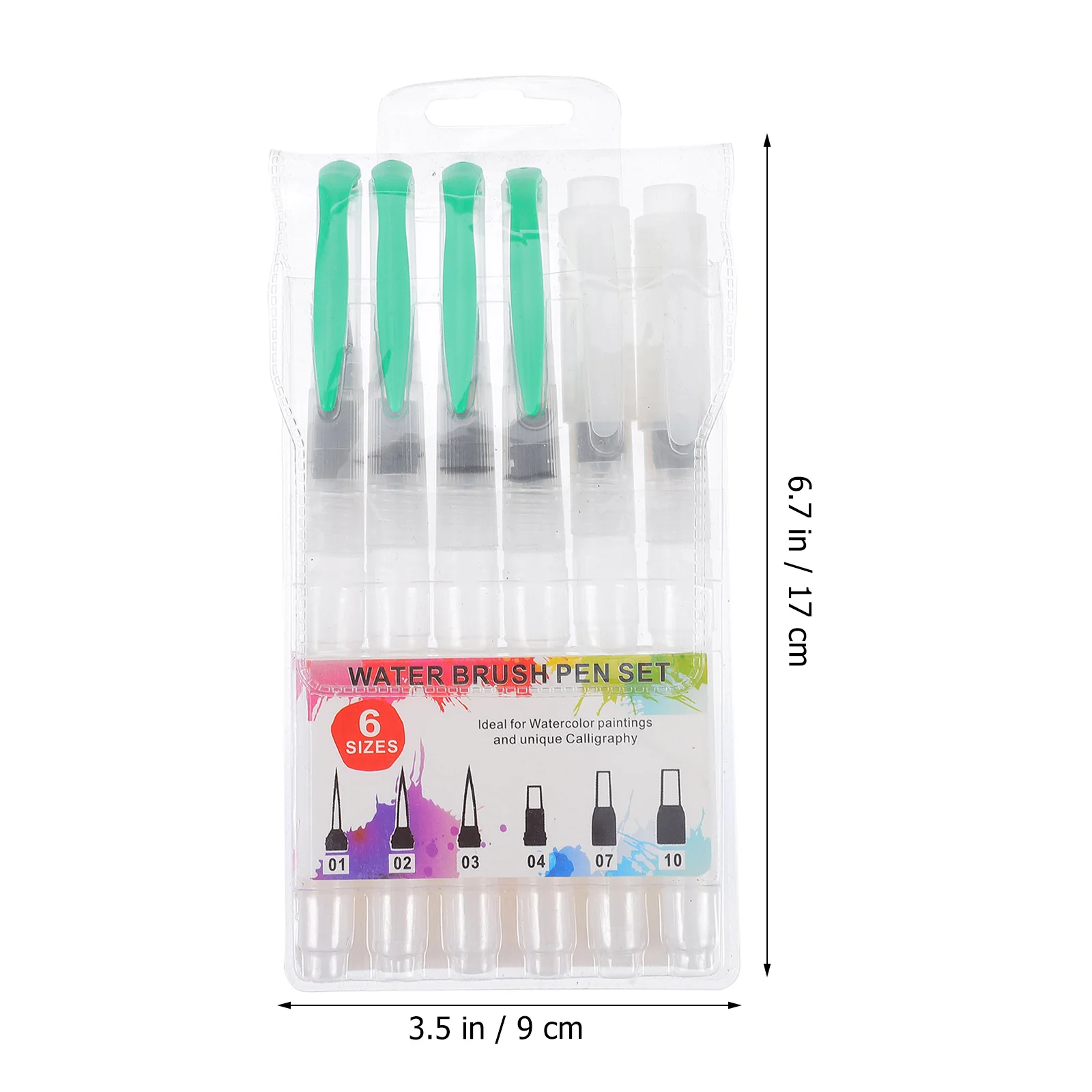 

6 Pcs Water Storage Pen Durable Nylon Tips 16cm Green Hand Painting Brush Easy Control No Mess Blending Colors Arts Ink Pen
