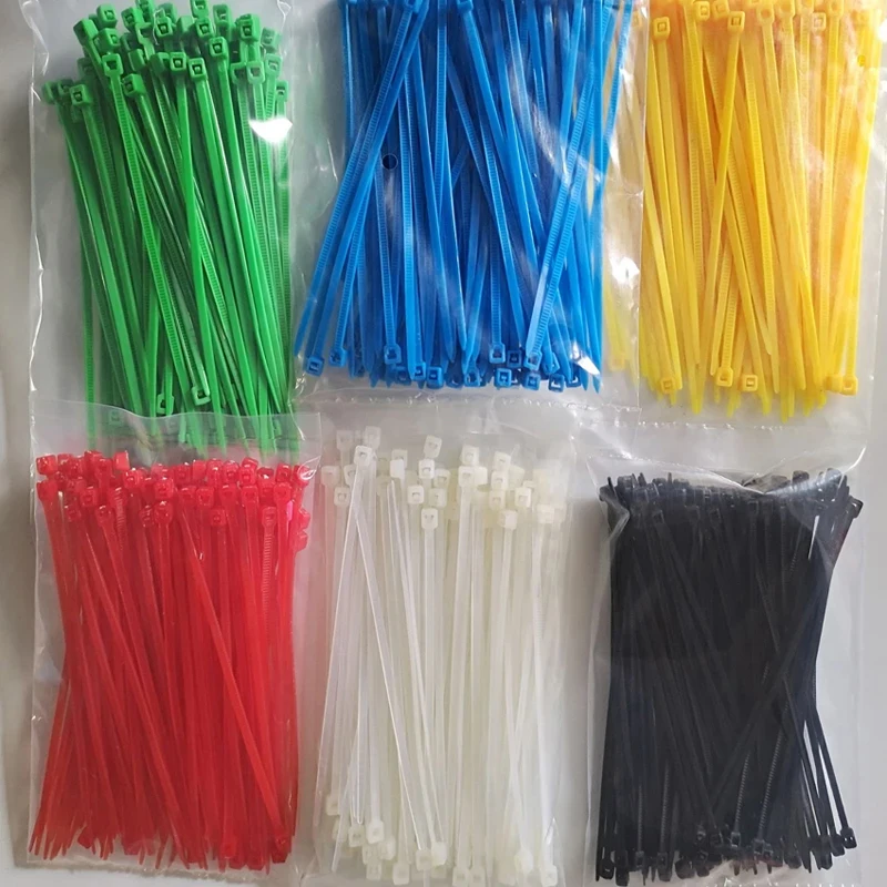 Self-Locking Plastic Nylon Cable Tie Black White Colorful 3X100 150 200 4X150 200 5X200  Fastening Ring Industrial wire Cable