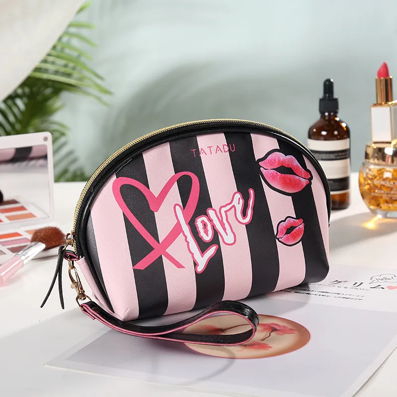 New Women's Striped Cosmetic Bag Fashion Makeup Bag Version Creative Clutch Bag for Traveling