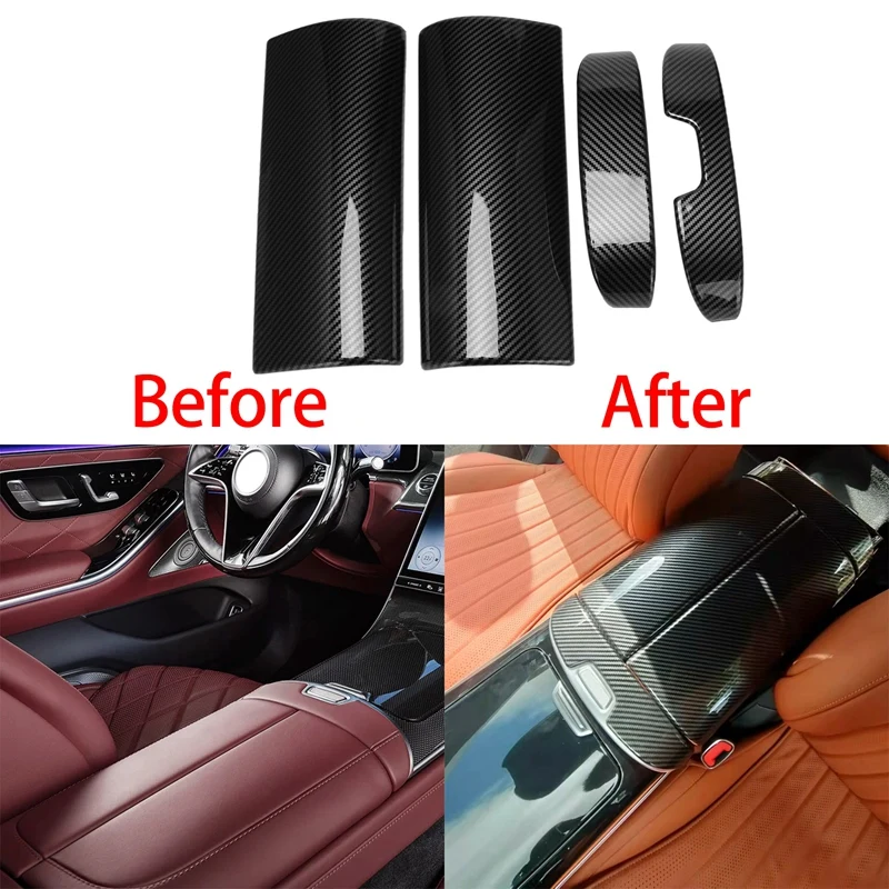 For Mercedes-Benz S-Class W223 2021+ Center Console Armrest Storage Box Panel Decoration Interior Cover Stickers