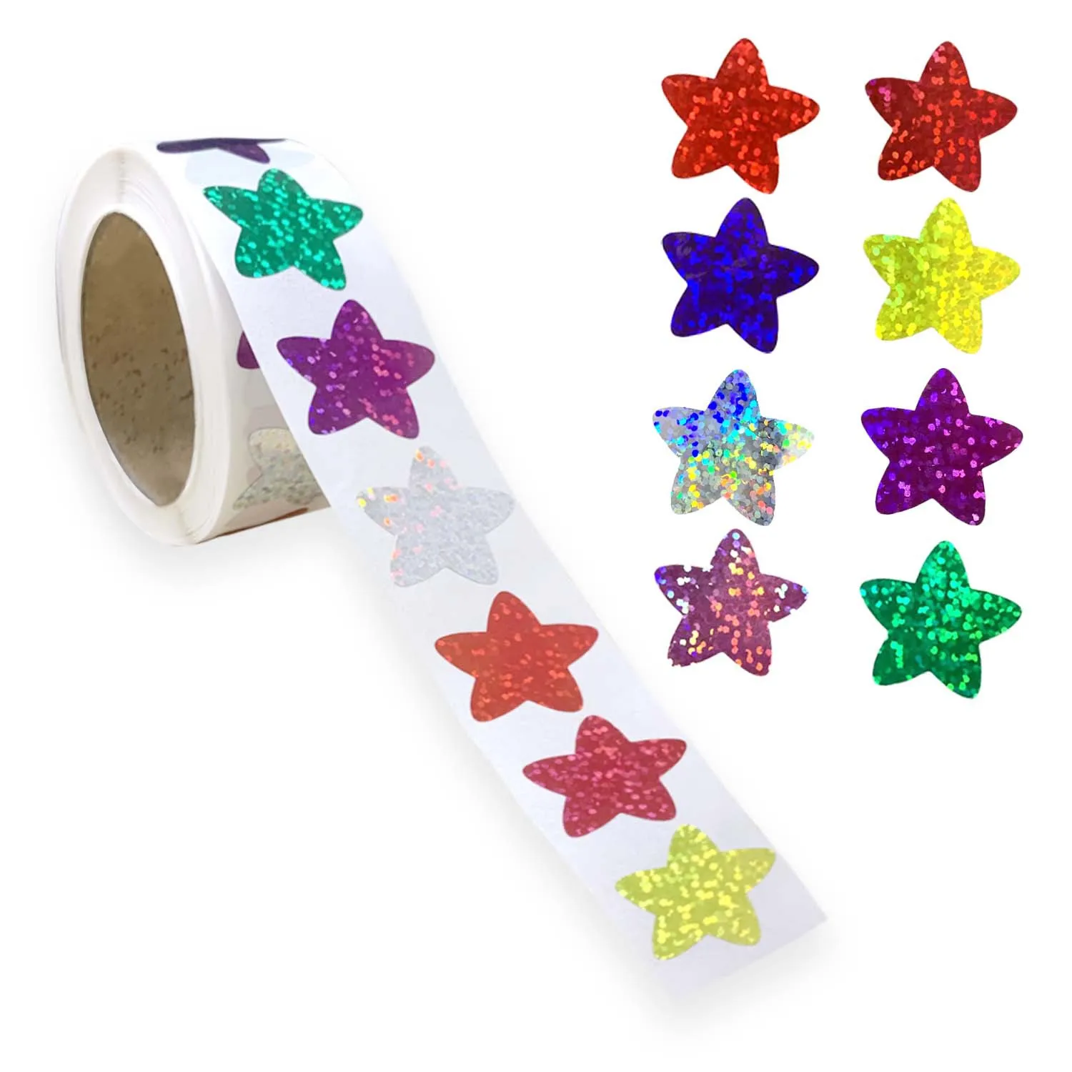 100-500Pcs Holographic Color Gold Star Stickers for Kids Reward Foil Star Stickers Labels for Wall Crafts Classroom Supplies