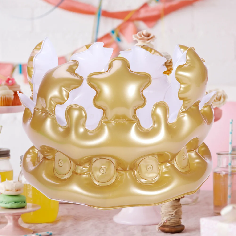 5Pcs Inflatable Crown Party Decoration Gold Color 20cm Diameter Fast Inflation Long Use Inflatable Crown