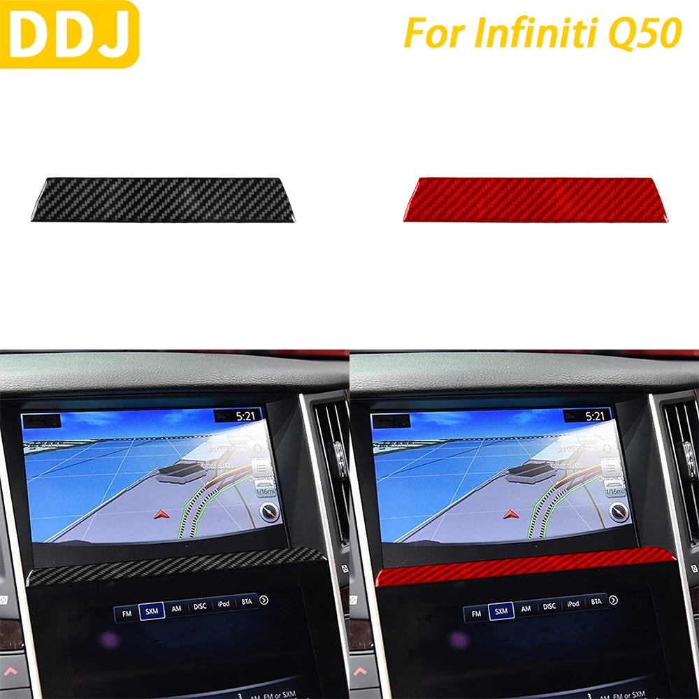 

For Infiniti Q50 2014-2020 Car Accessories Carbon Fiber Centre Console Navigation Panel Trim Cover Interior Decoration Sticker