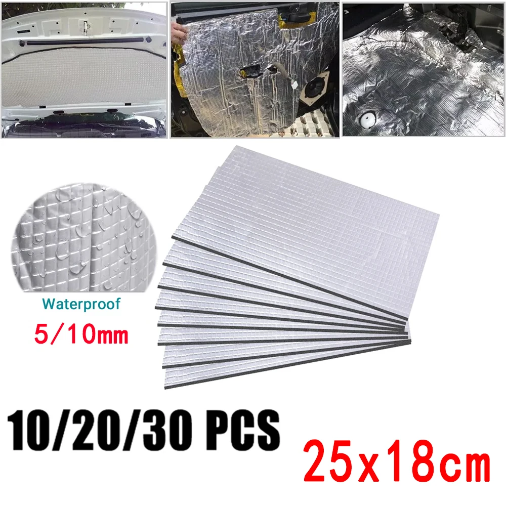 10/20/30pcs 250*180mm Sound Deadening Damping Mat Car Van Noise Insulation Soundproofing Auto Car Hood Noise Insulator 5/10mm