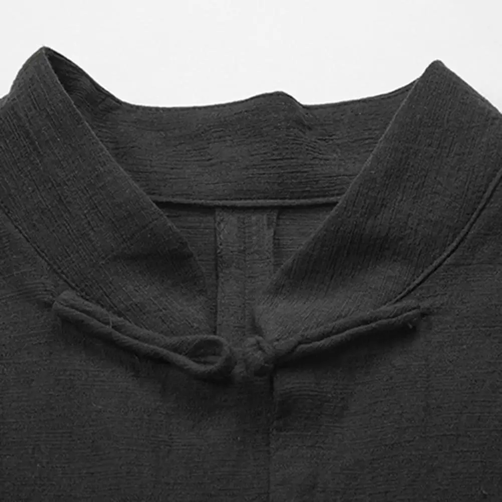 

2025 M-3XL Men Autumn Chinese Shirt Top Mandarin Collar Long Sleeve Disc Button Traditional Kung Fu Tai Chi Shirt Tang Uniform