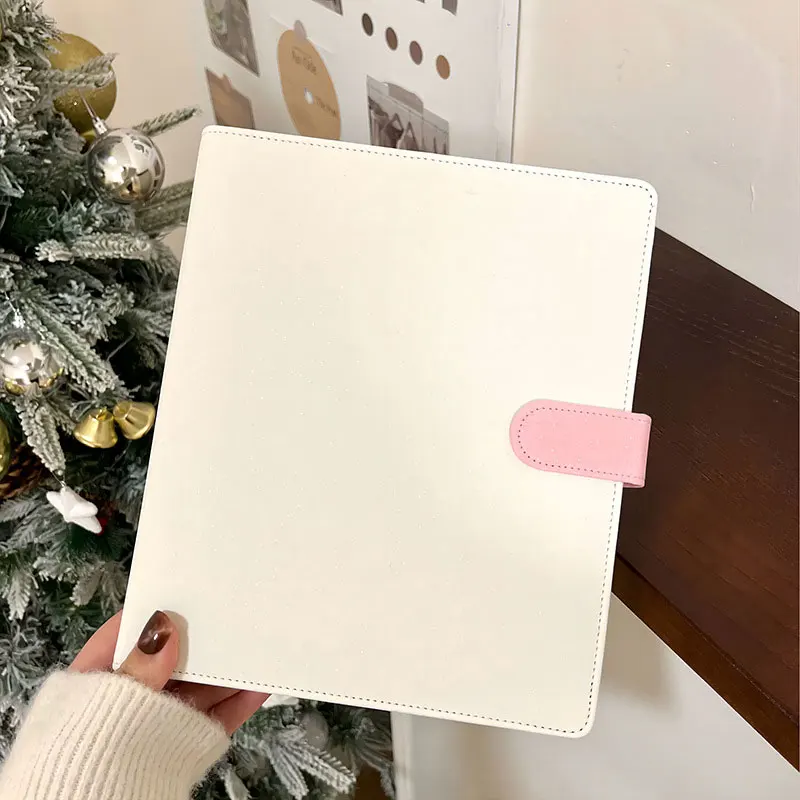 Candy Color A5 Pu Leather Binder Photocards Cover Cute Kpop Loose-leaf Collect Book Photo Cards Album Storage Book Stationery