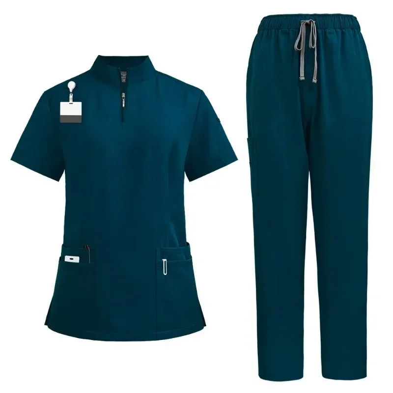 Medico Infermiere Uniformi chirurgiche Donna Scrub Set Salone di bellezza Abbigliamento da lavoro Scrub clinico Top-Pantaloni Spa Tunica infermieristica Tuta
