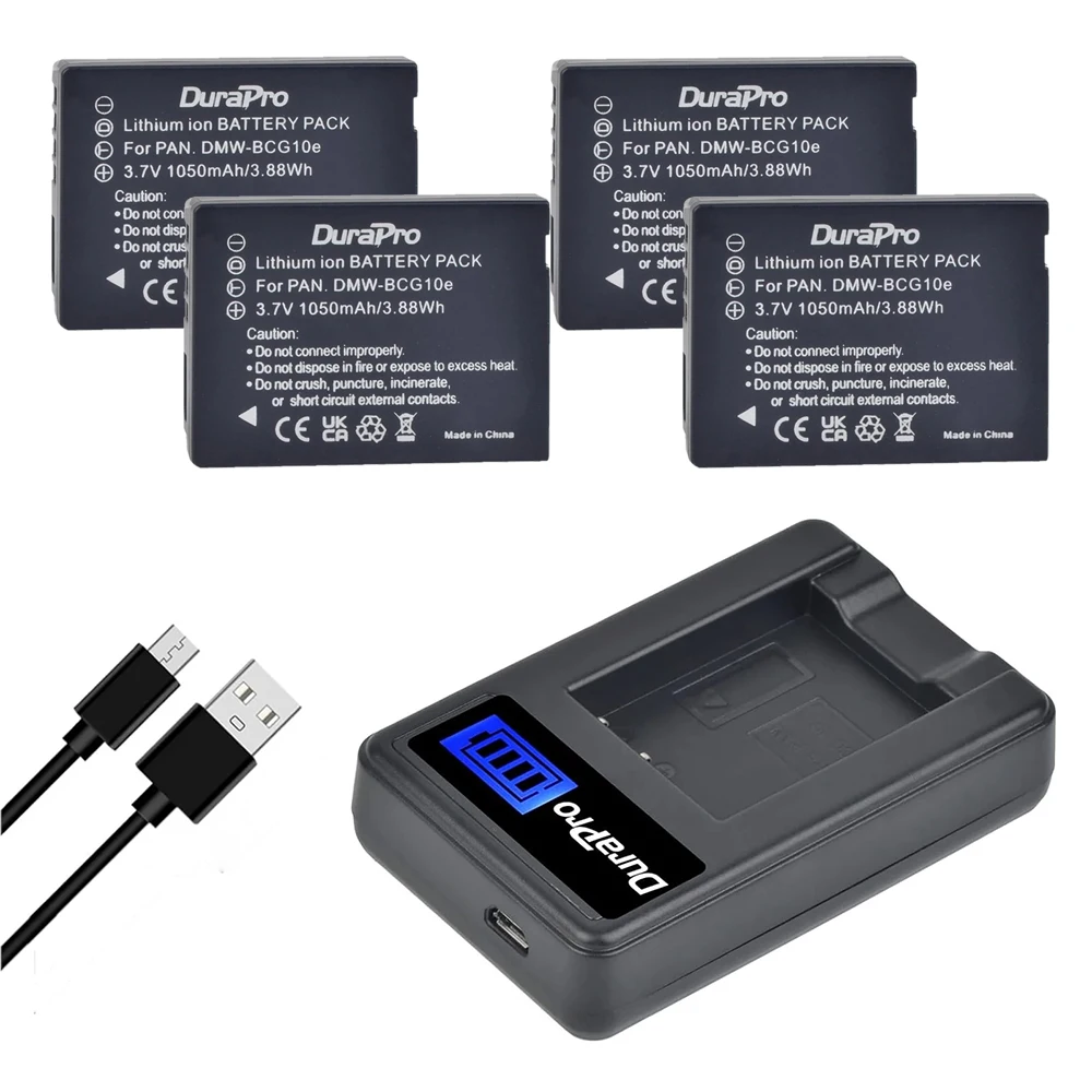 1050mAh DMW-BCG10 BCG10 BCG10E Battery & Charger for Panasonic Lumix DMC-3D1 DMC-TZ7 DMC-TZ8 DMC-TZ10 DMC-TZ18