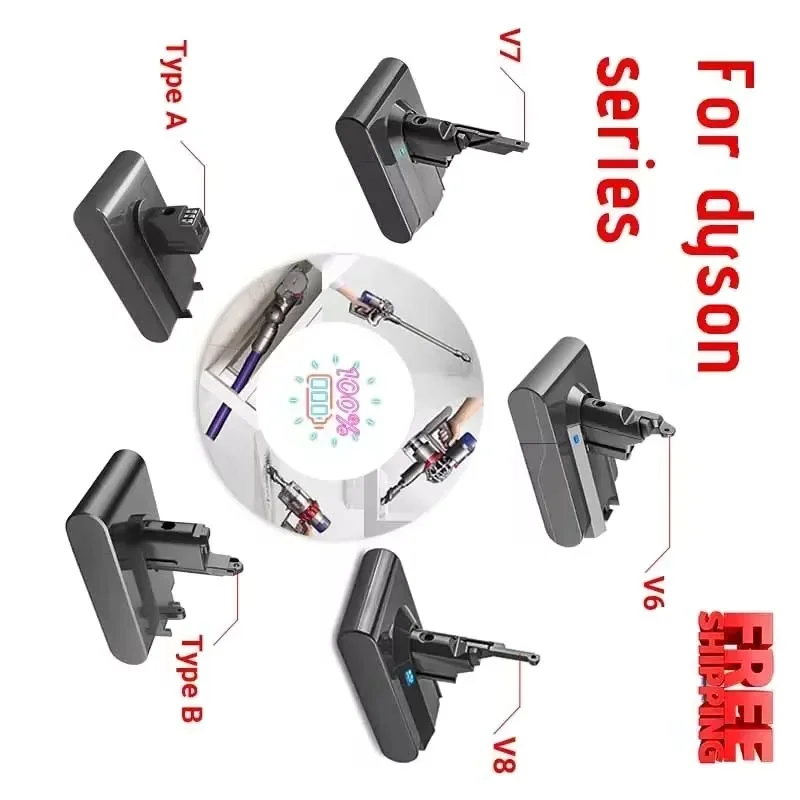 

Vacuum Cleaner Rechargeable Battery for Dyson V6 V7 V8 Series SV07 SV09 SV10 DC58 DC31 DC34 Absolute Fluffy Animal Pro Bateria