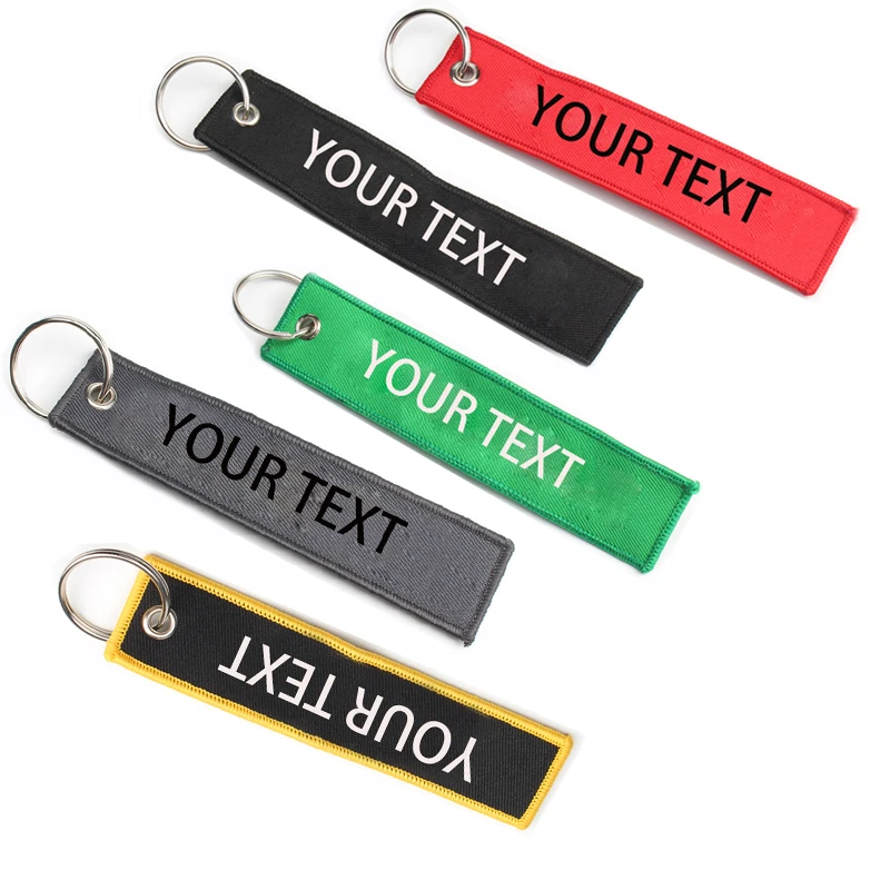 Personalized Custom Keychain Embroidery Craft Embroidered Double Sided Personalized Tell Me Your Text and Color