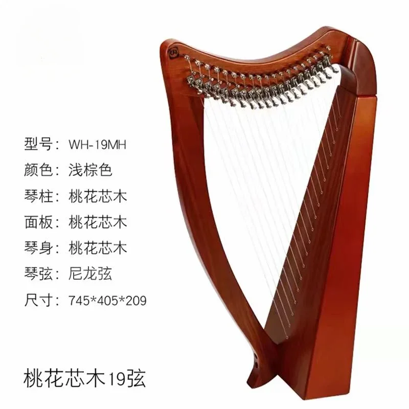 

2025 Handcrafted 27-String Harp Elegant Black Finish with Artisan Engraving