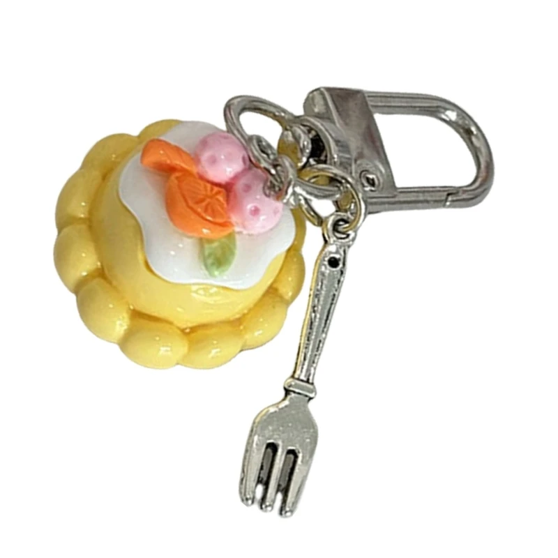 Little Fork Dessert Charm Keychain Backpack Decoration Jewelry for Women Girls Dropship