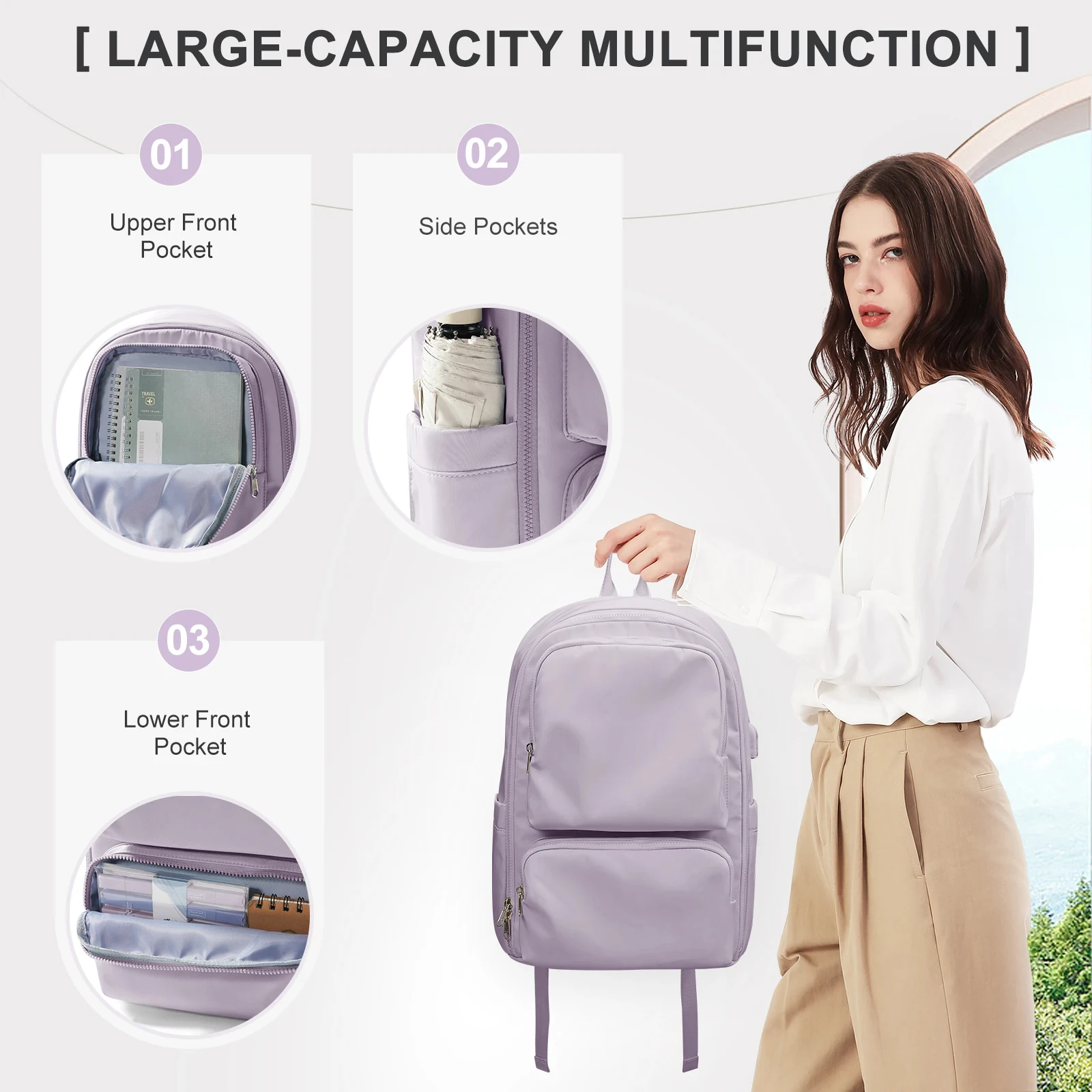 

Backpack with large capacity for short distance travel, business trip, outdoor travel backpack, college student computer bag