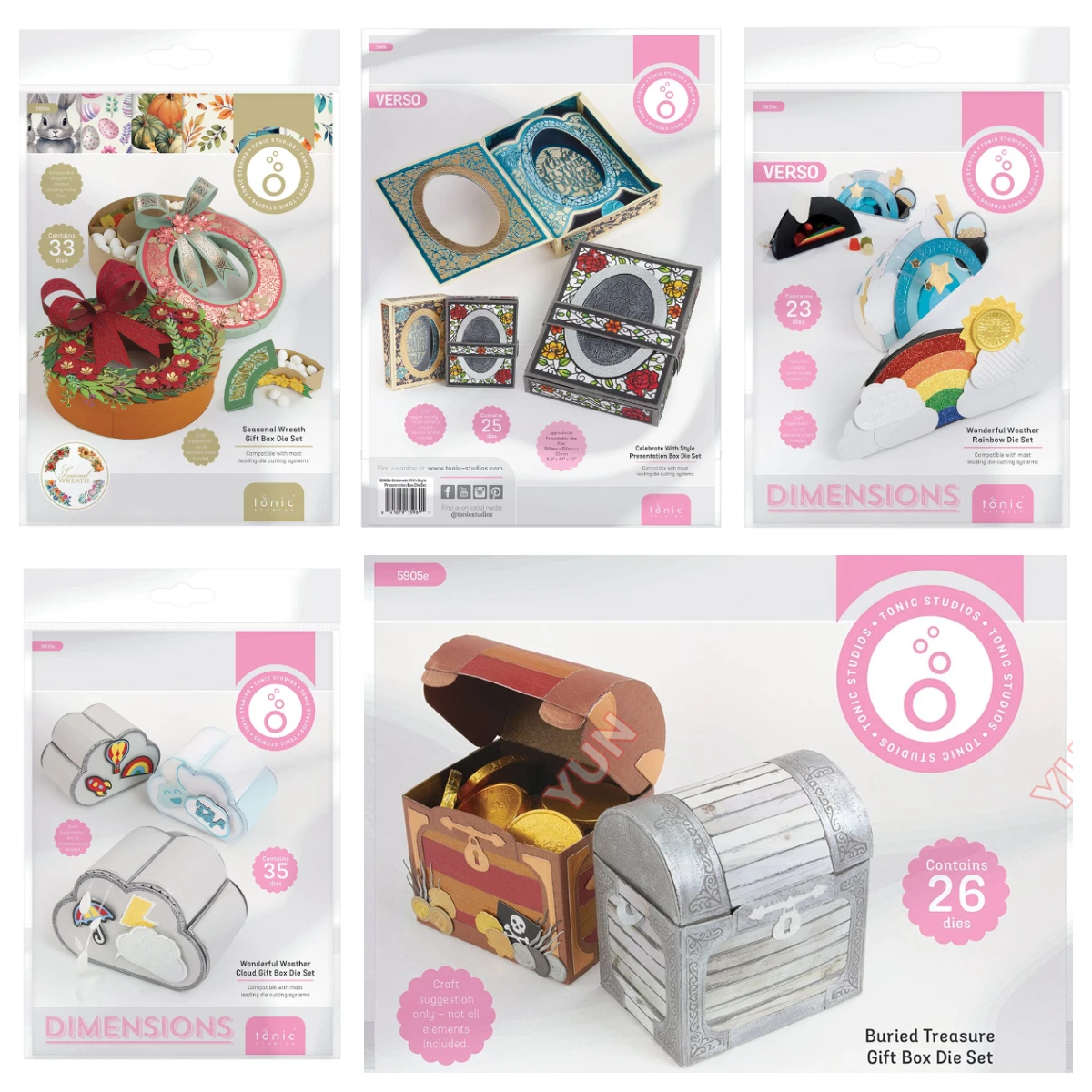 

October New Tonic Seasonal Wreath Gift Box Die Set Scrapbooking DIY Greeting Card Handmade Christmas Holiday Cutting Dies Stamp