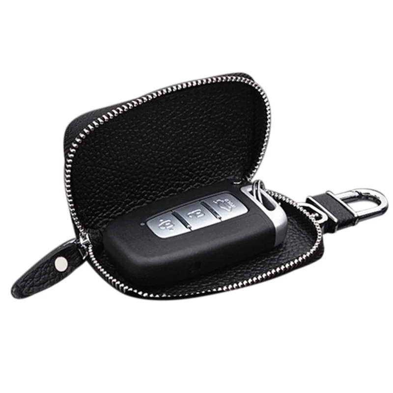 Lederen Sleutelhanger Mannen Vrouwen Key Houder Organizer Pouch Koe Split Autosleutel Tas Portemonnee Huishoudster Key Case Bag