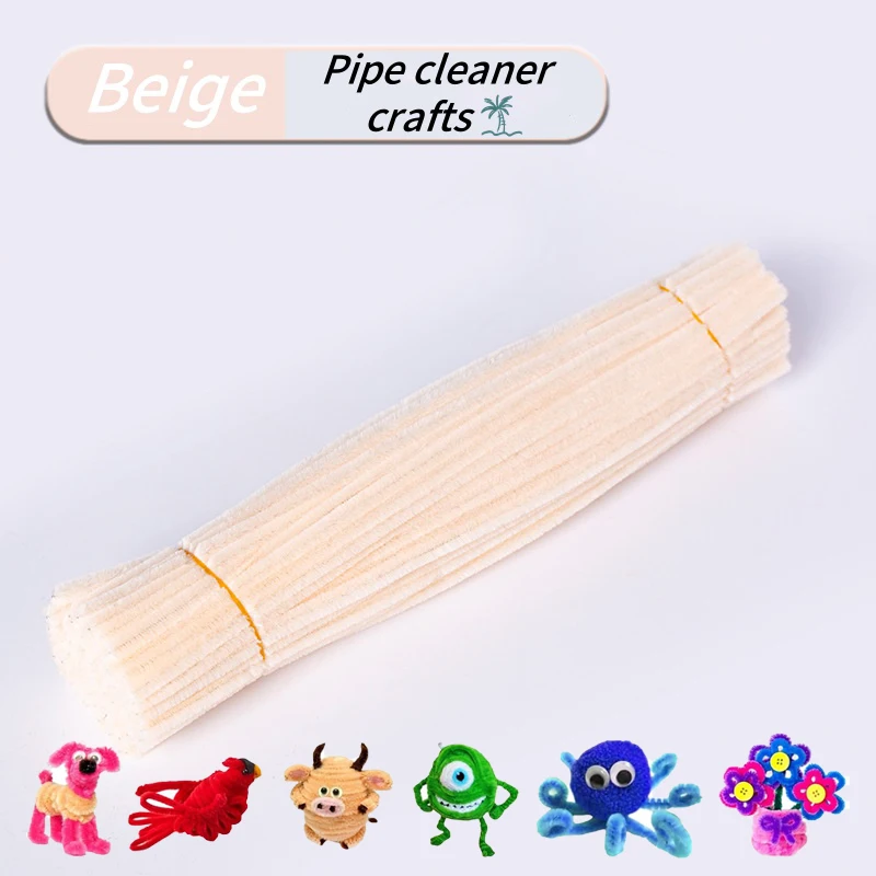 100-delige pijpreinigers chenille-steel, effen kleur pijpreinigers set voor pijpreinigers doe-het-zelf kunst ambachten decoraties