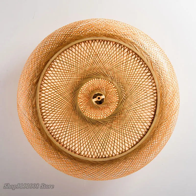 Imagem -05 - Mão-tecido Lâmpada do Teto de Bambu Vime Rattan Redonda Lanterna Luz de Teto Estilo Chinês Lâmpada Quarto Cozinha Hanglamp Luminárias