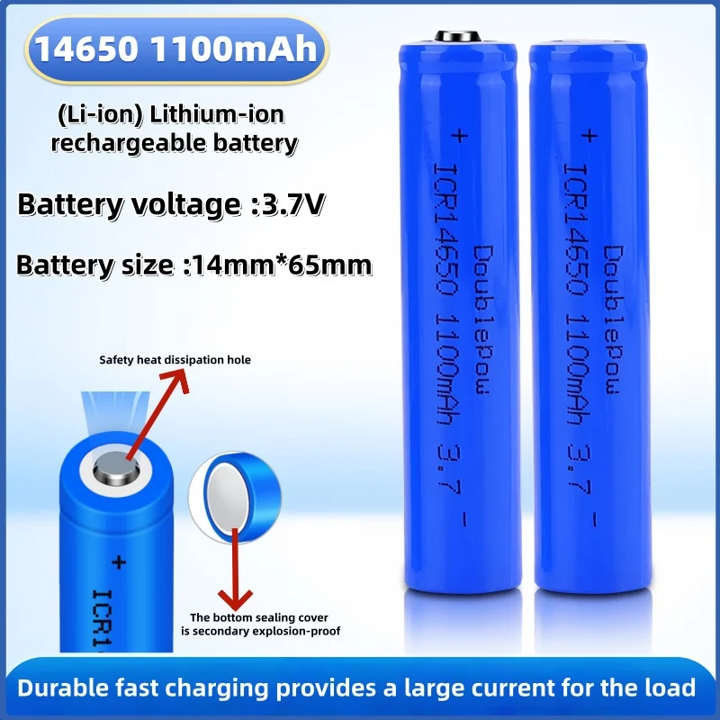 

Original ICR14650 Lithium Battery 3.7V 1100mAh Rechargeable Li-ion Cell for Electric Toothbrush Microphone Flashlight