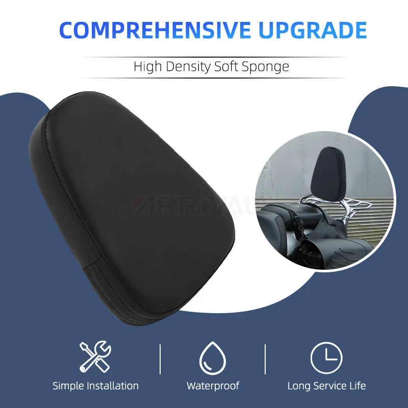 1pcs Motorcycle Universal Black Synthetic Leather Sissy Bar Backrest Cushion Pad For Honda For Yamaha For Suzuki