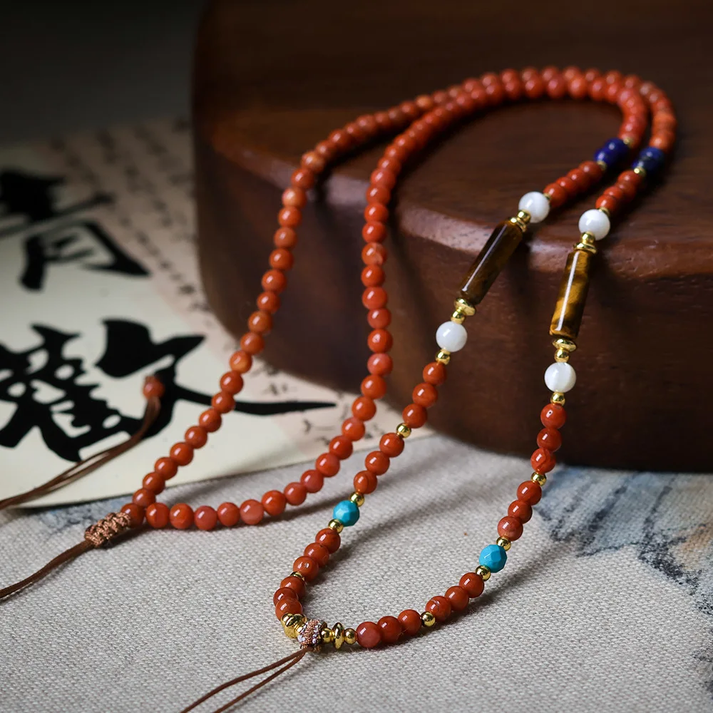 Ágata Nanhong tejida a mano Original, lapislázuli, cuerda de collar universal de piedra de ojo de tigre, nueva cadena de suéter chino para mujer