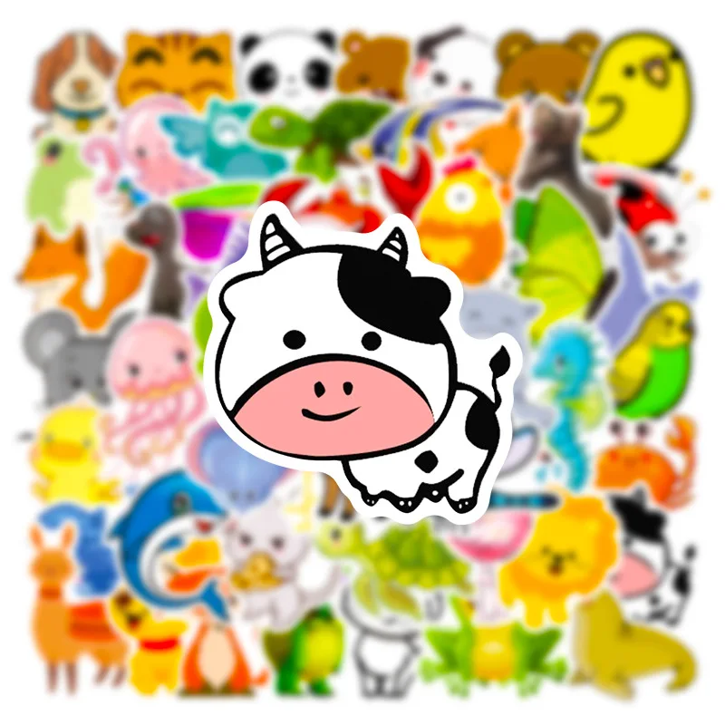 10/30/50PCS Popular Stickers Pack Skateboard Guitar Decoration DIY Laptop Waterproof Cute Cartoon Animal Graffiti Decal Wholesal