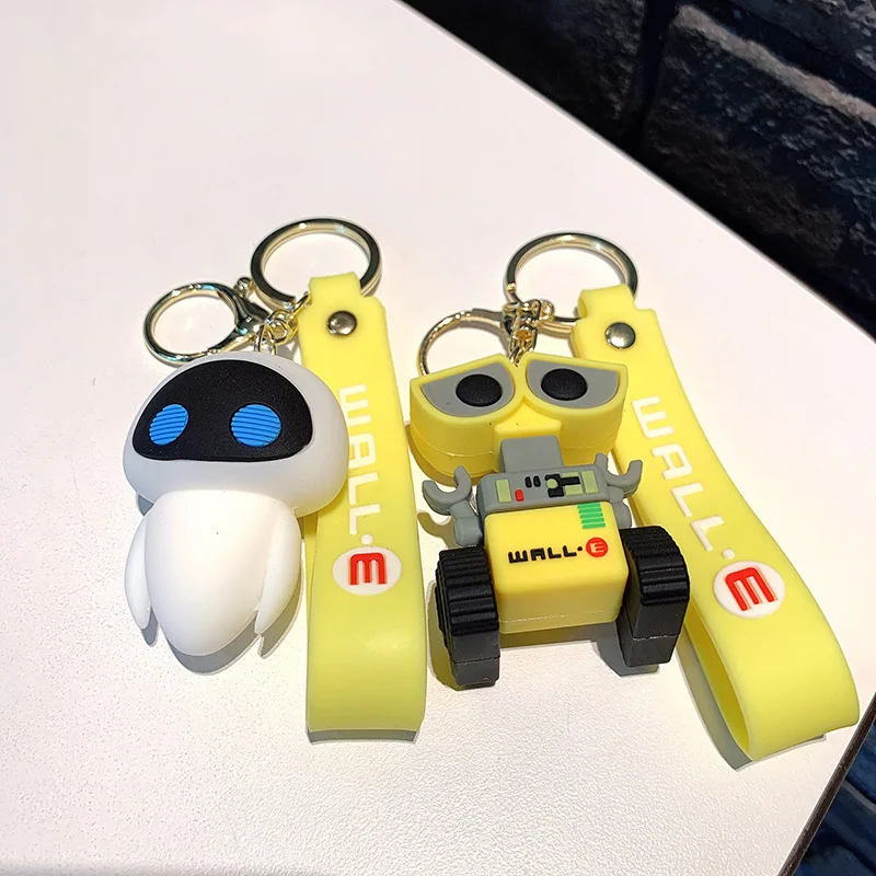 Disney Wall Animation WALL.E EVE Figures Keychain Kawaii Silicone Doll Accessories Bag Keyring Children's Toys Birthday Gifts