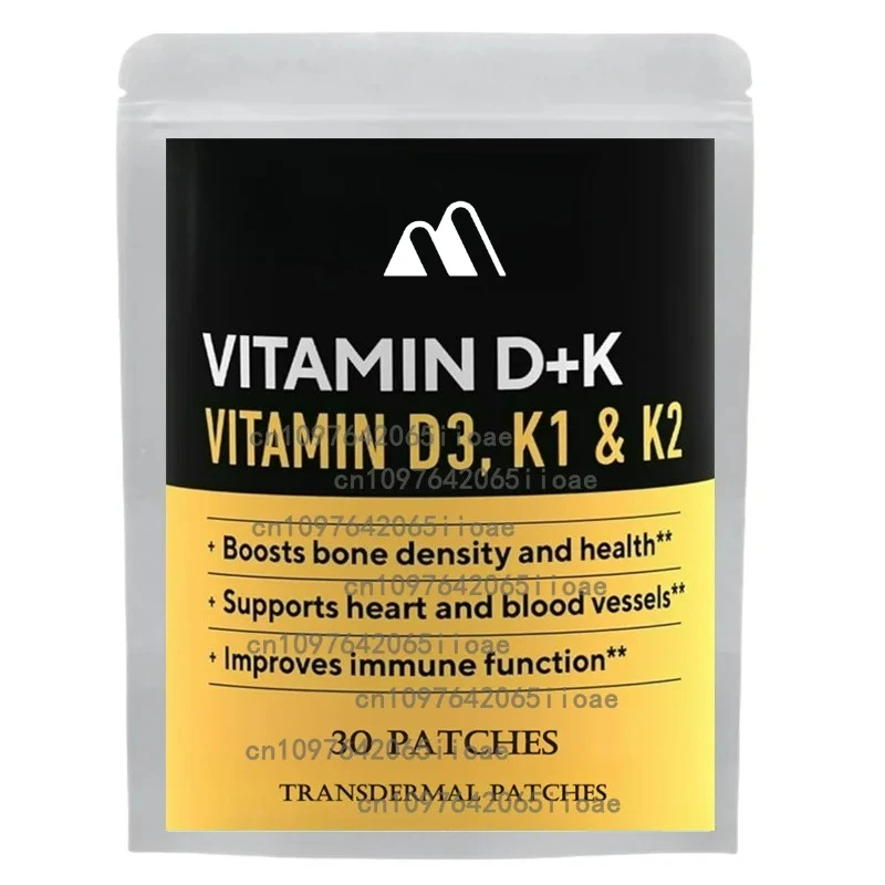 

30 Patches Vitamin D3 K2 Transdermal Patches for Calcium Absorption, Bone Strength, Cardiovascular & Immune Function Support