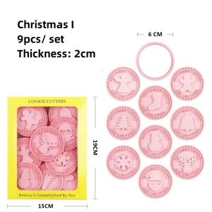 3D Christmas Cookie Cutters, Biscuit Mold, Santa, Boneco de neve, Árvore, Alce, Selo, Natal, Ano Novo, Party Decor, Baking Tools, 9pcs 8 principais vendas formas biscuit - №4