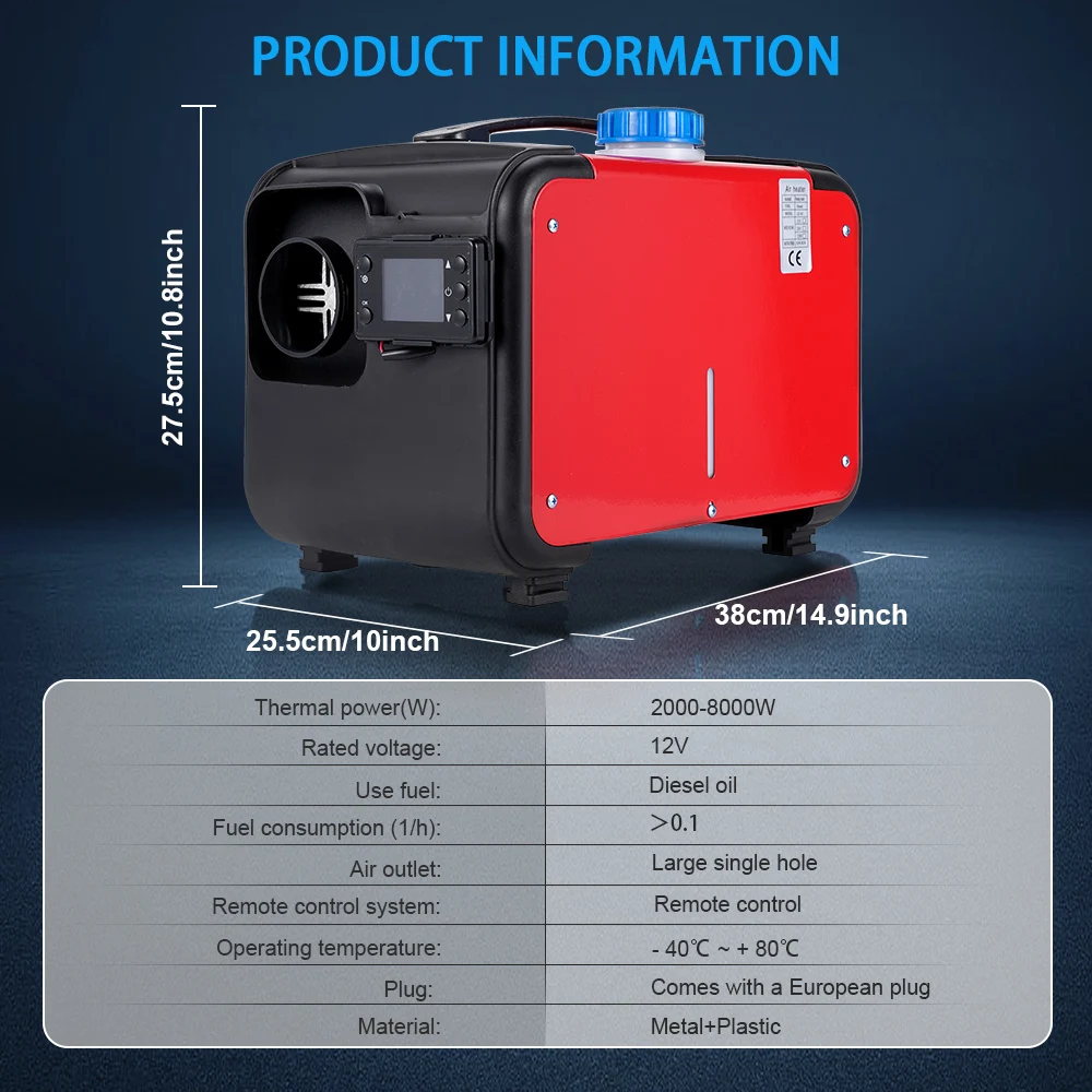 Tất Cả Trong Một 5-8KW Không Khí Kẻ Lằn Chìm Máy 12V Một Lỗ Cho Xe Tải Nhà Thuyền Xe Buýt + Màn Hình LCD Chìa Khóa công Tắc + Tiếng Anh Từ Xa