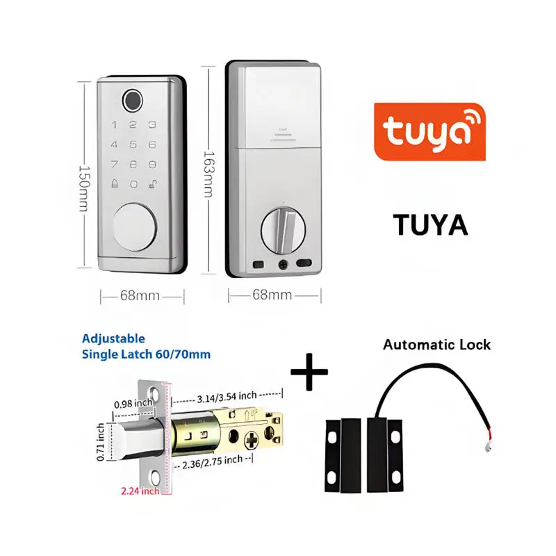TUYA TTLOCK Security Serrure Intelligente Fingerprint Fechadura Digital Keypad Home Automatic Deadbolt Smart Lock for Front Door