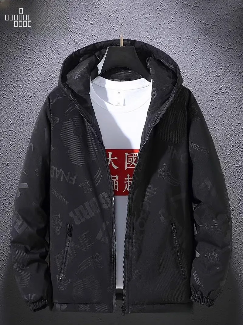 

Men's Winter Thiened Cotton Jaet Downproof Cold-resistant Oversize Coat for Cold Climate Youth Faion Long Sve Zipper