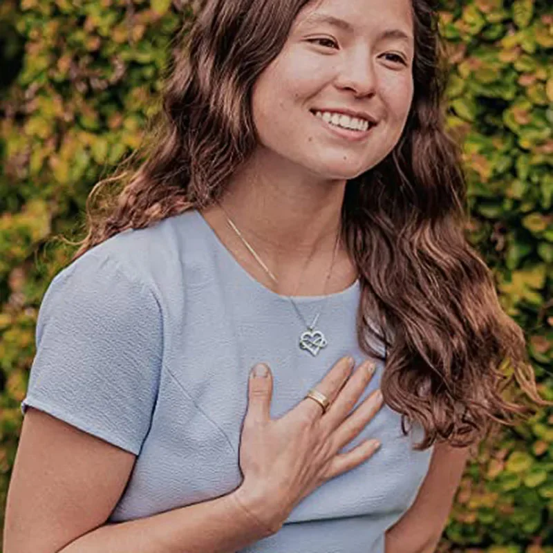 Huitan فضي اللون الحب القلب قلادة للنساء كامل مع تألق تشيكوسلوفاكيا المشاركة الزفاف القلائد مجوهرات الأزياء الجديدة #4