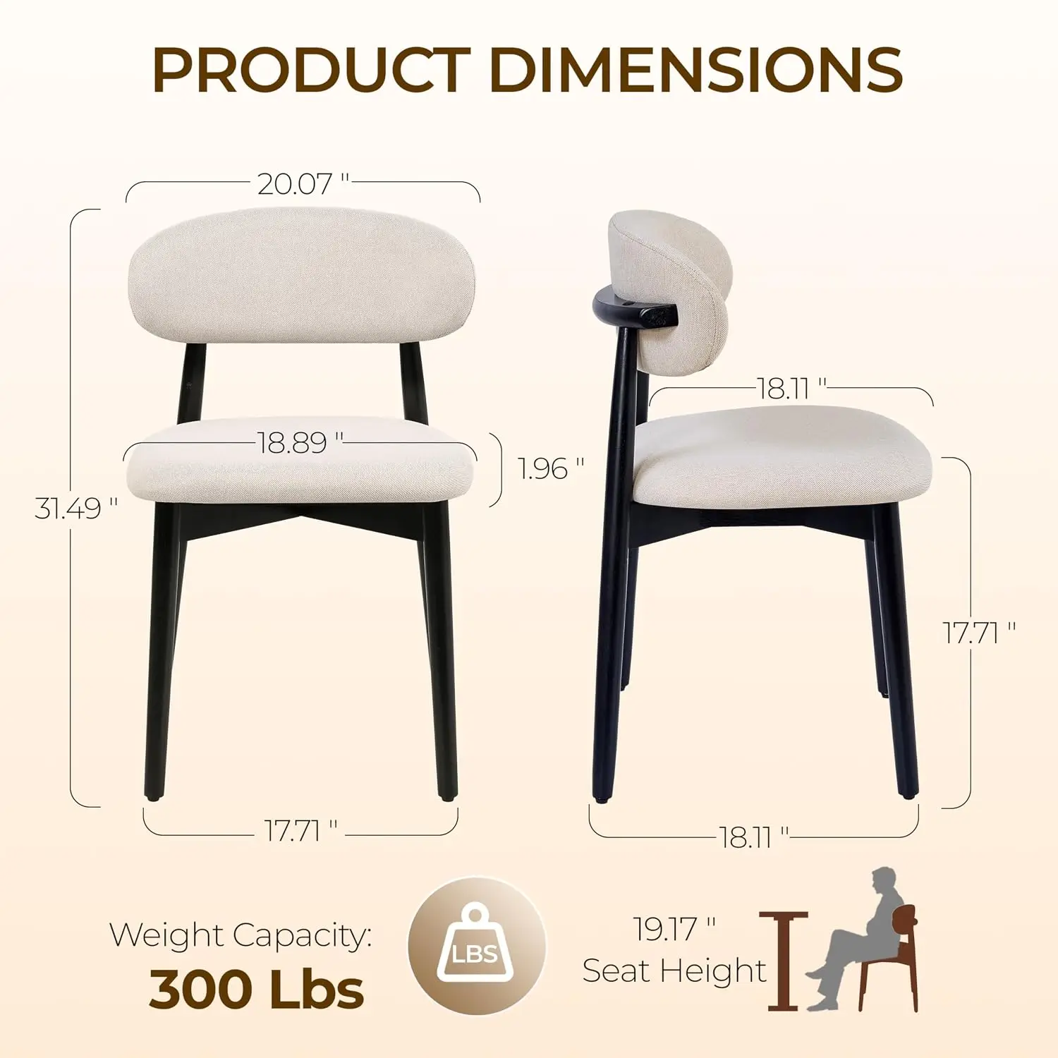 5-Piece Round Dining Set with 4 Upholstered Curved Backrest Chairs, 47