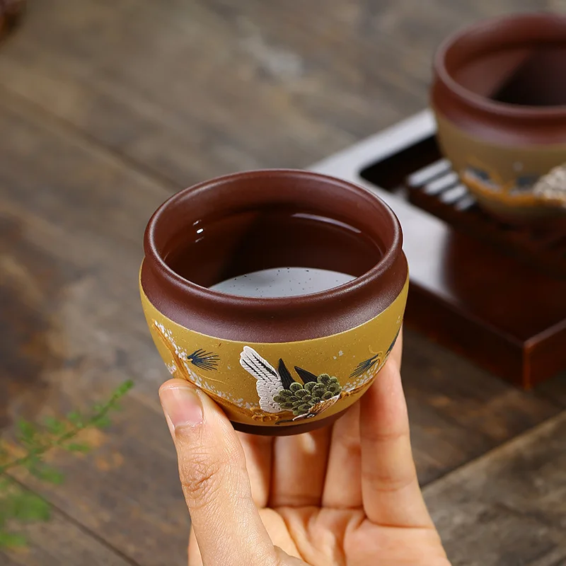 Purple Sand Snow Eagle Couple's Cups Wholesale Powder Pulp Double Color Master Cup Tea Cup Tea Set Boccaro Cup One Piece Dropshi