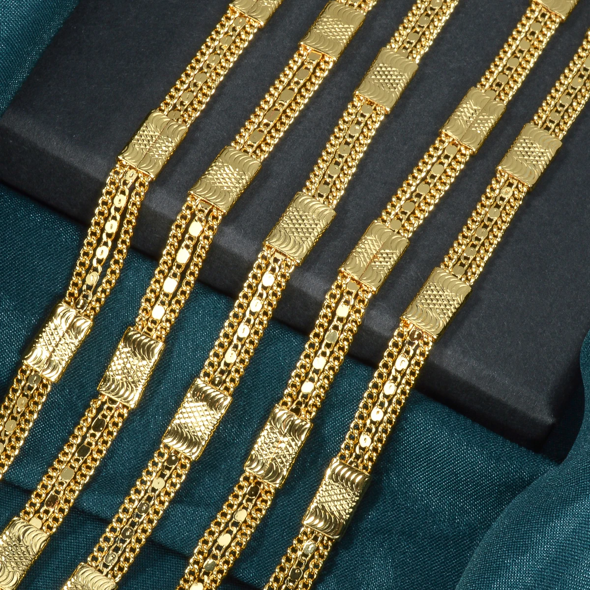 Sunny Fashion Italy 750 18K Gold Plated Geometric Necklace for Men and Women Hip Hop Rock Jewelry Accessories Gift