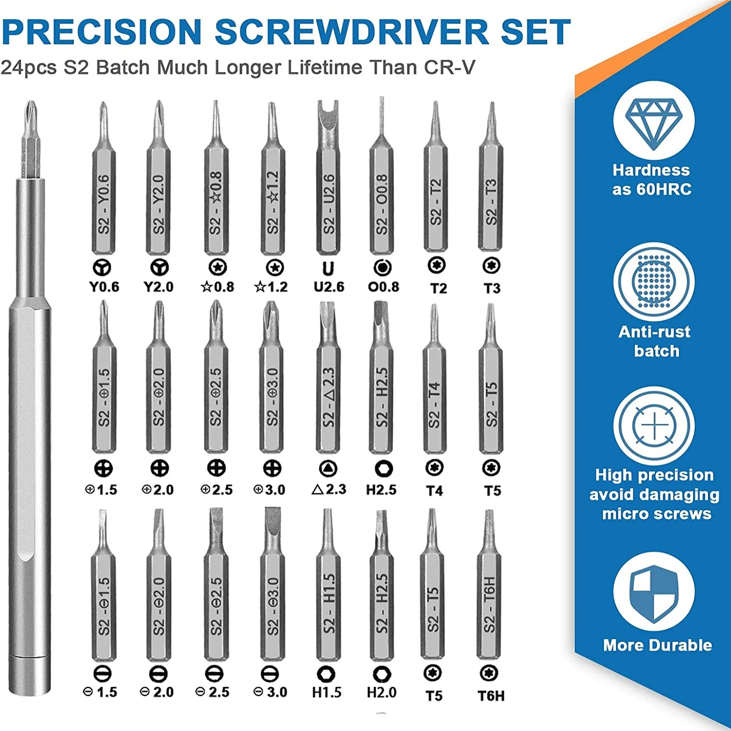 24 In 1 Screwdriver Set Precision Magnetic Screw Driver Bits Mini Tool Case Dismountable For Smart Home PC Phone Eyeglass Repair